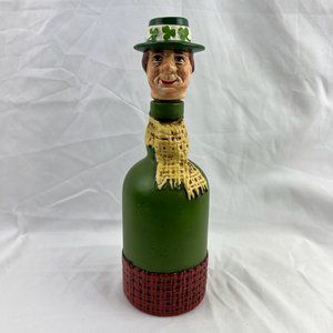 Vintage Ceramic Irish Man in Tweed Wine Liquor Decanter with Carved Stopper